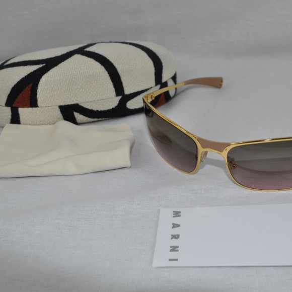 MARNI Sunglasses Gold Polished Metal, Leather Purp main image 8